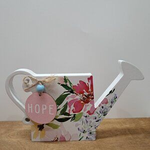 White Spring Watering Can Decor Hope Sign Pink Tag Farmhouse Tiered Tray Decor